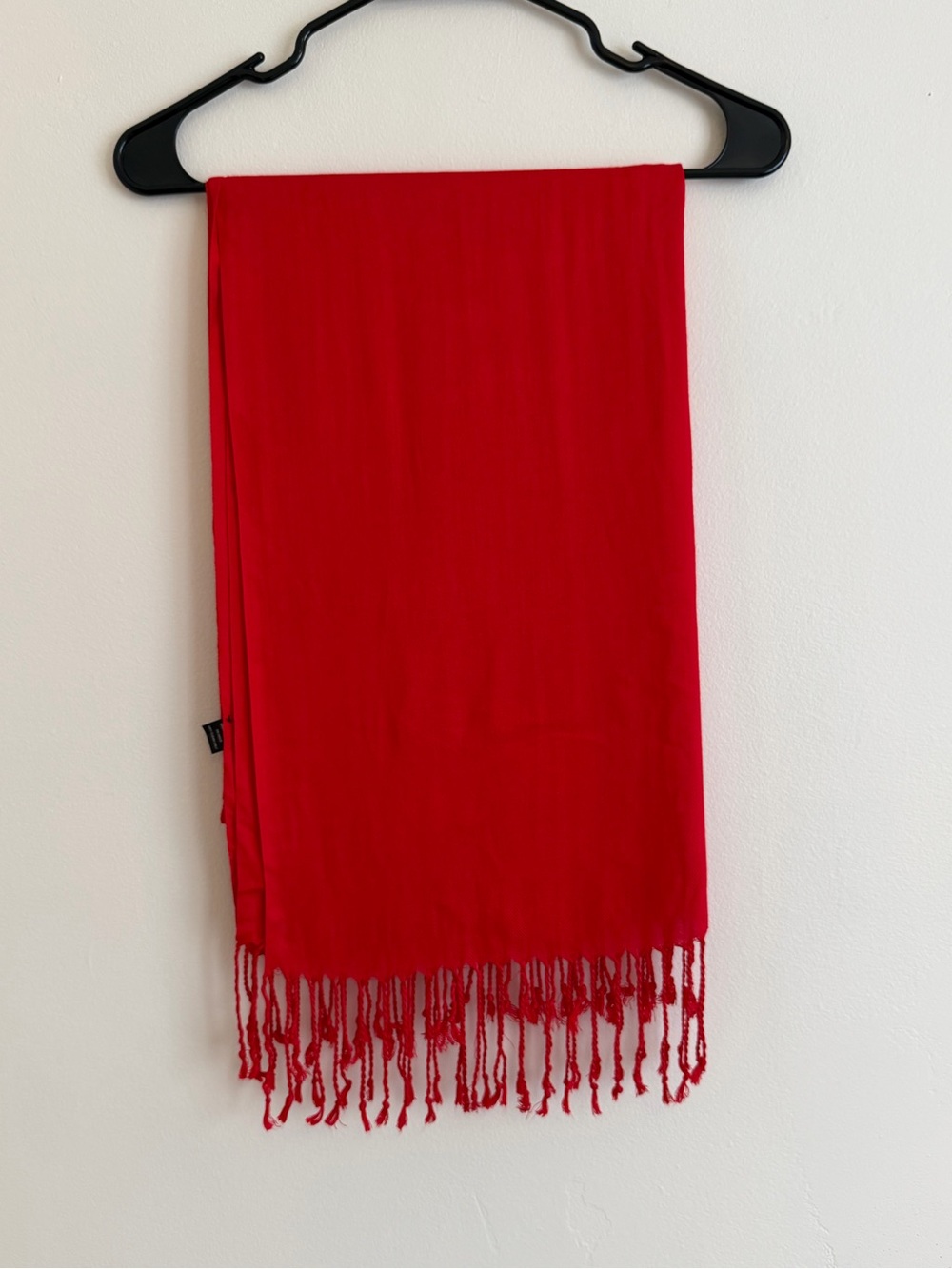 Vibrant Red Fringed Lightweight Scarf — 100% Viscose